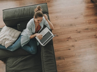 a woman working on her laptop